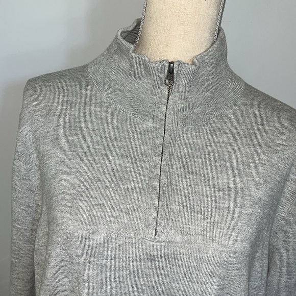 J Crew Mercantile Gray Zip Up Sweater High Collar Large.  Merino Wool Blend. - Picture 2 of 8